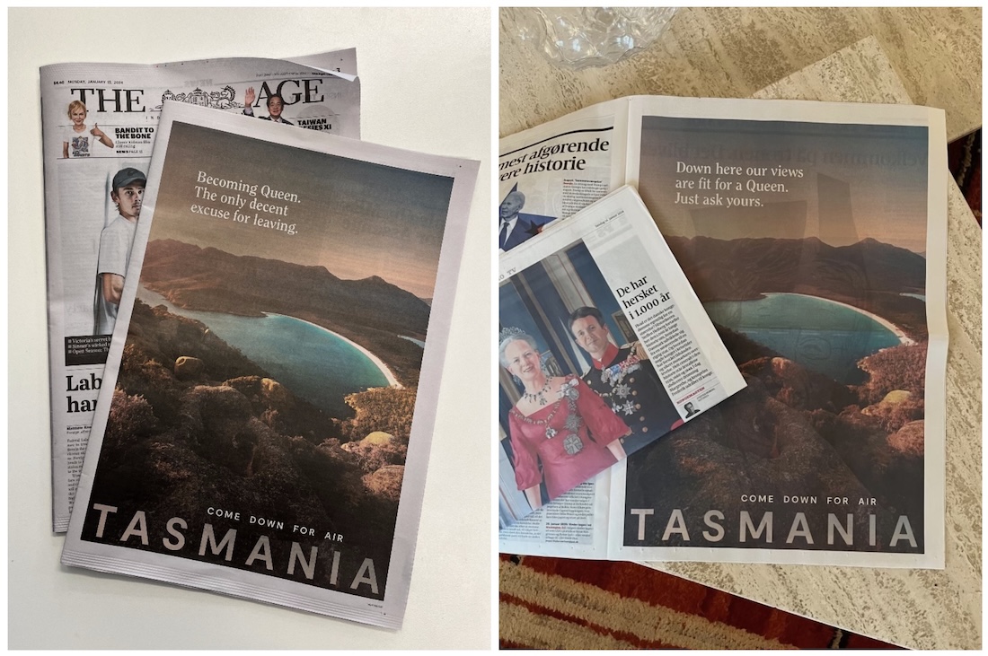 Tourism Tasmania pays tribute to Queen Mary of Denmark in new topical ads via BMF Australia